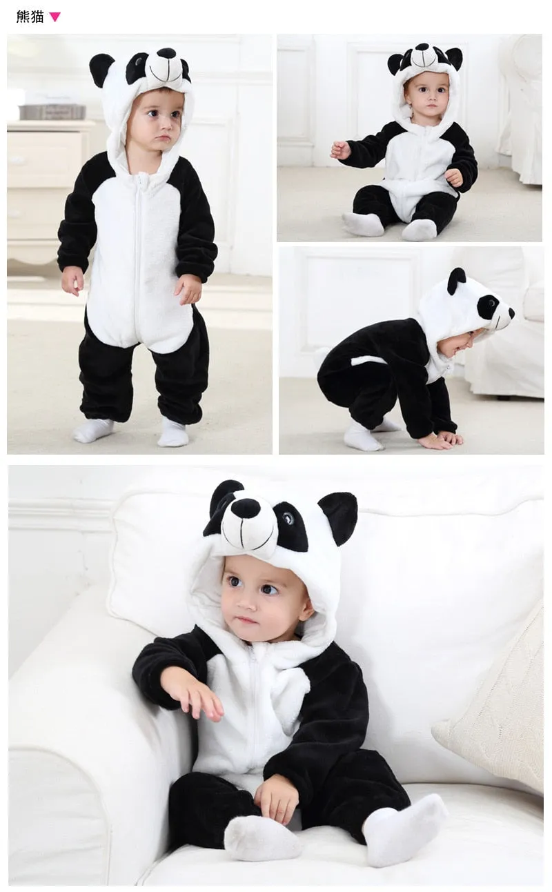Baby Unisex Playsuit Pajamas Animal Cartoon Hooded Costume