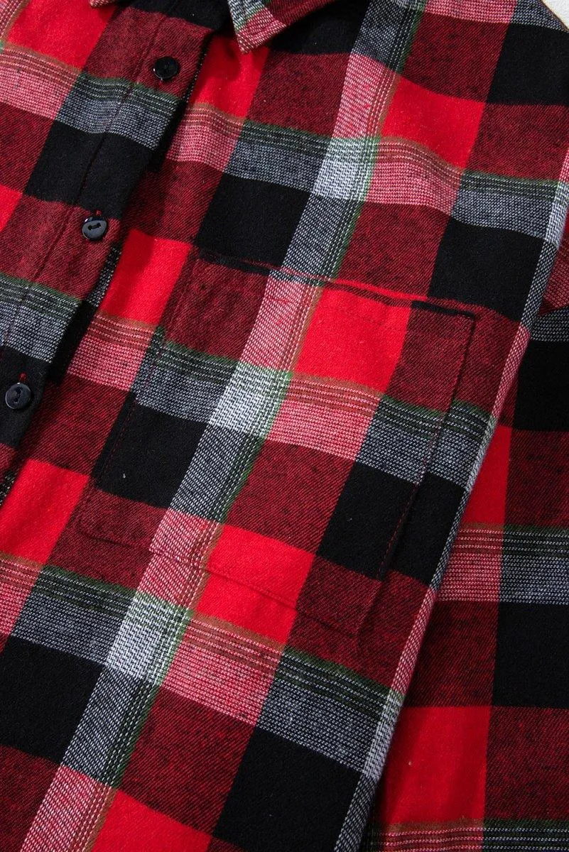 Checkered Red Plaid Pattern Pants Lounge Set
