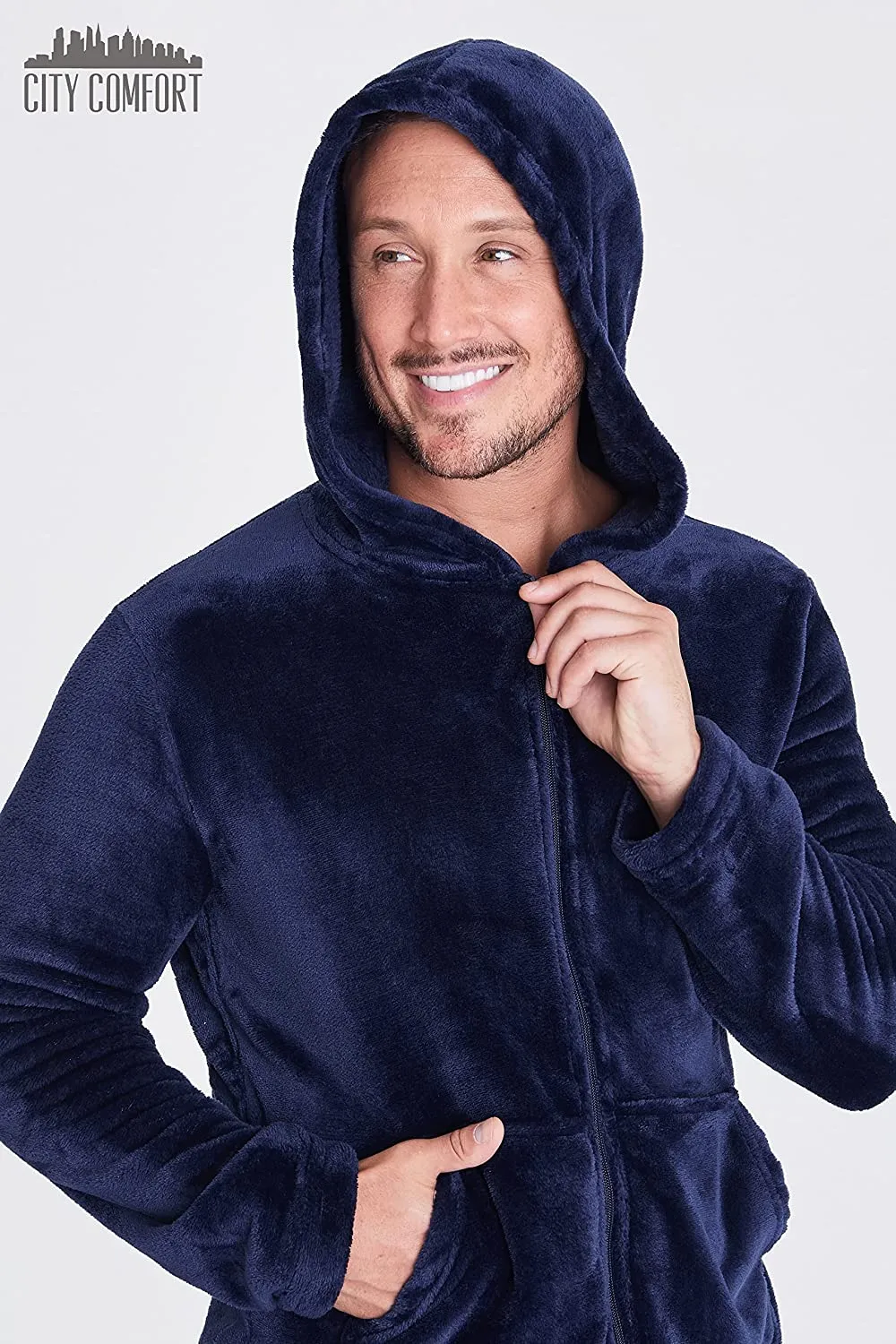 CityComfort with Warm Hoodie and Soft Bottoms Pyjamas Set for Men