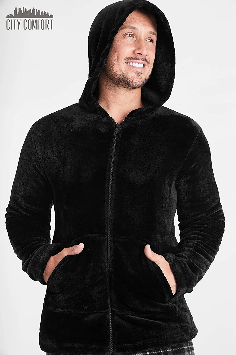 CityComfort with Warm Hoodie and Soft Bottoms Pyjamas Set for Men