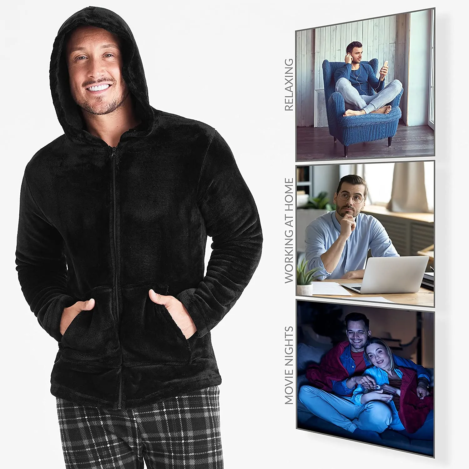 CityComfort with Warm Hoodie and Soft Bottoms Pyjamas Set for Men