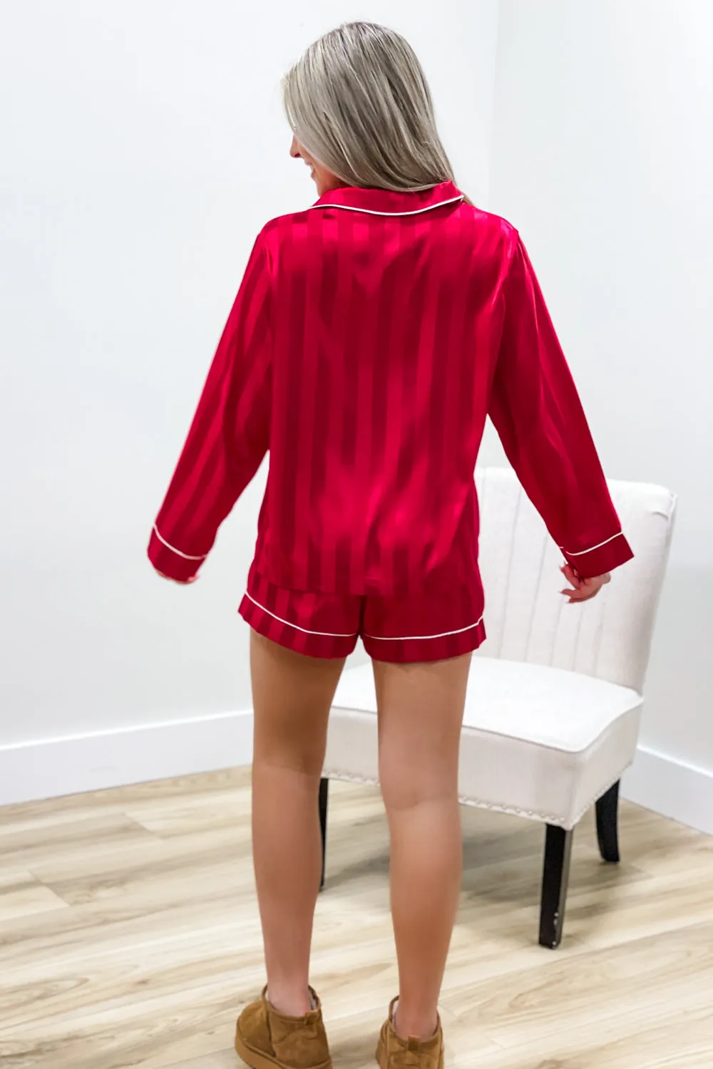 Holiday Dreams Satin Pajama Set - Red