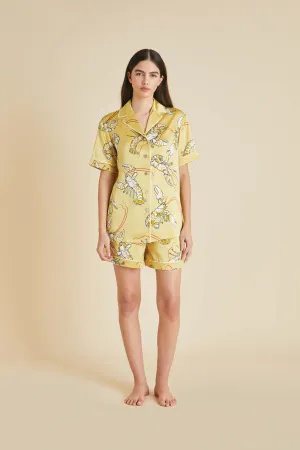 Ingo Perseus Yellow Lobster Pajamas in Silk Satin