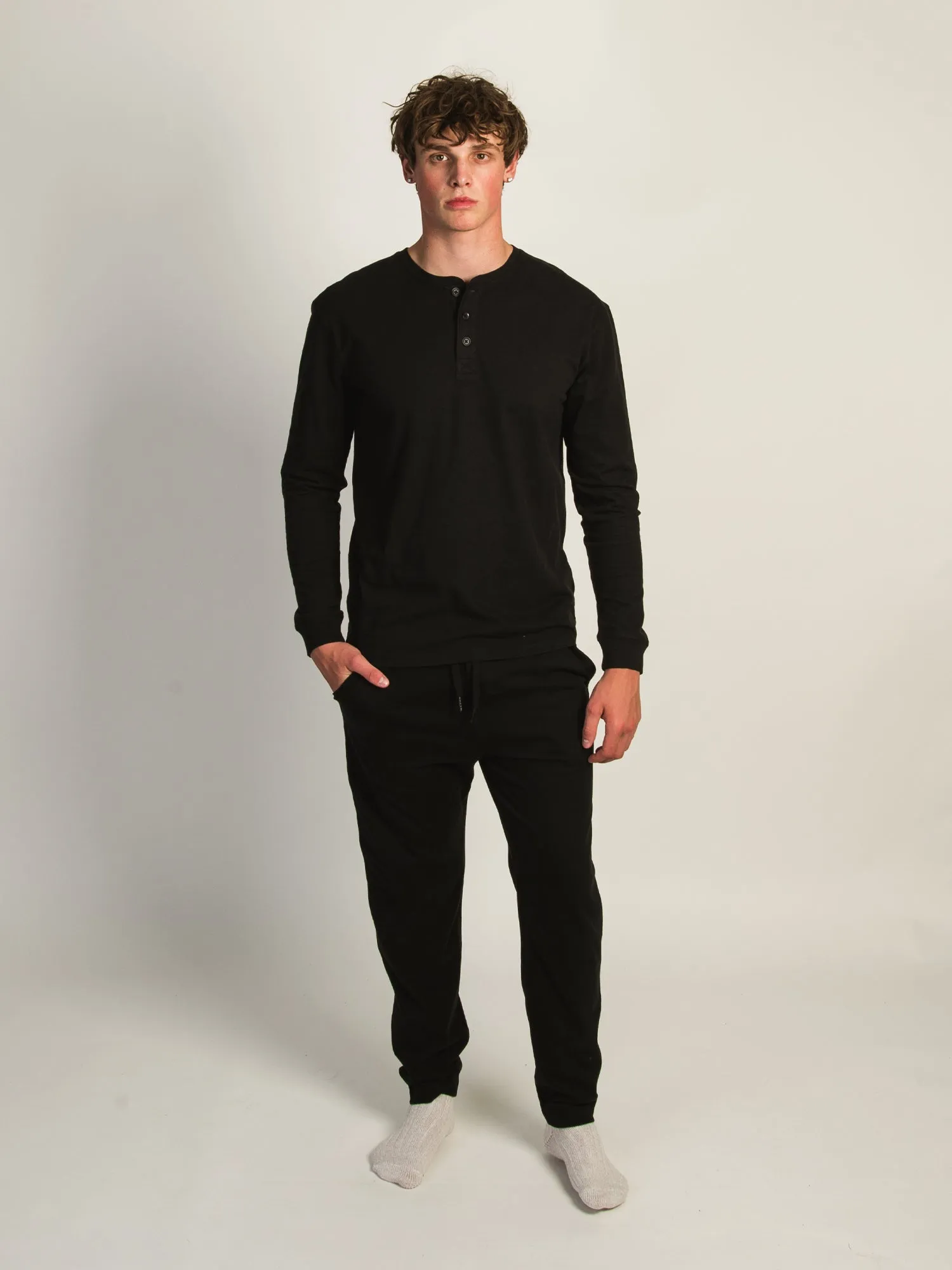 KOLBY SUEDED LOUNGE PANT - BLACK
