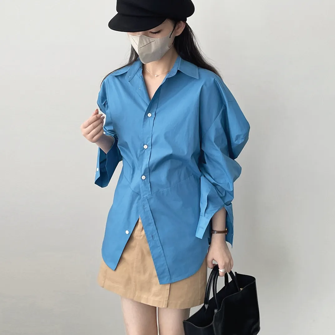 [Korean Style] Irregular Cut Loose Fit Voluminous Sleeve Shirts