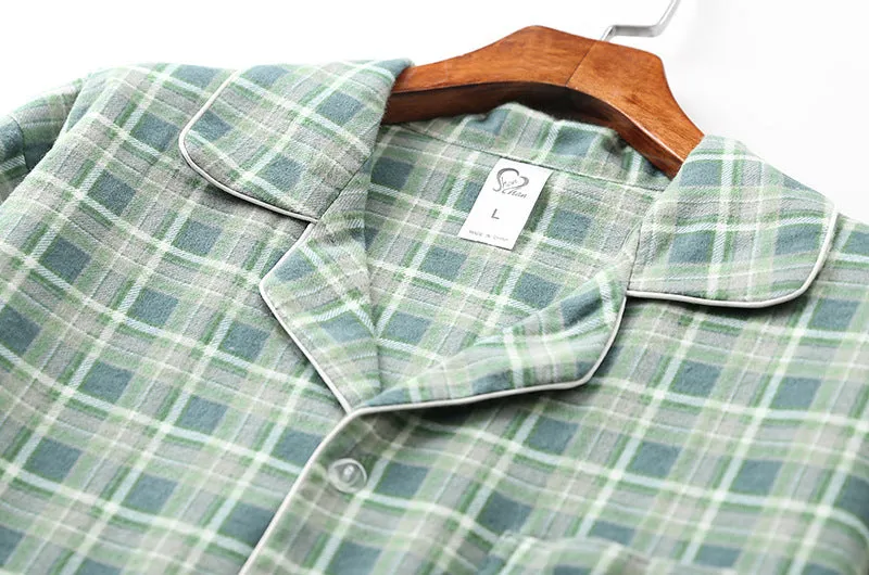Long-sleeved Plaid Pajama Set