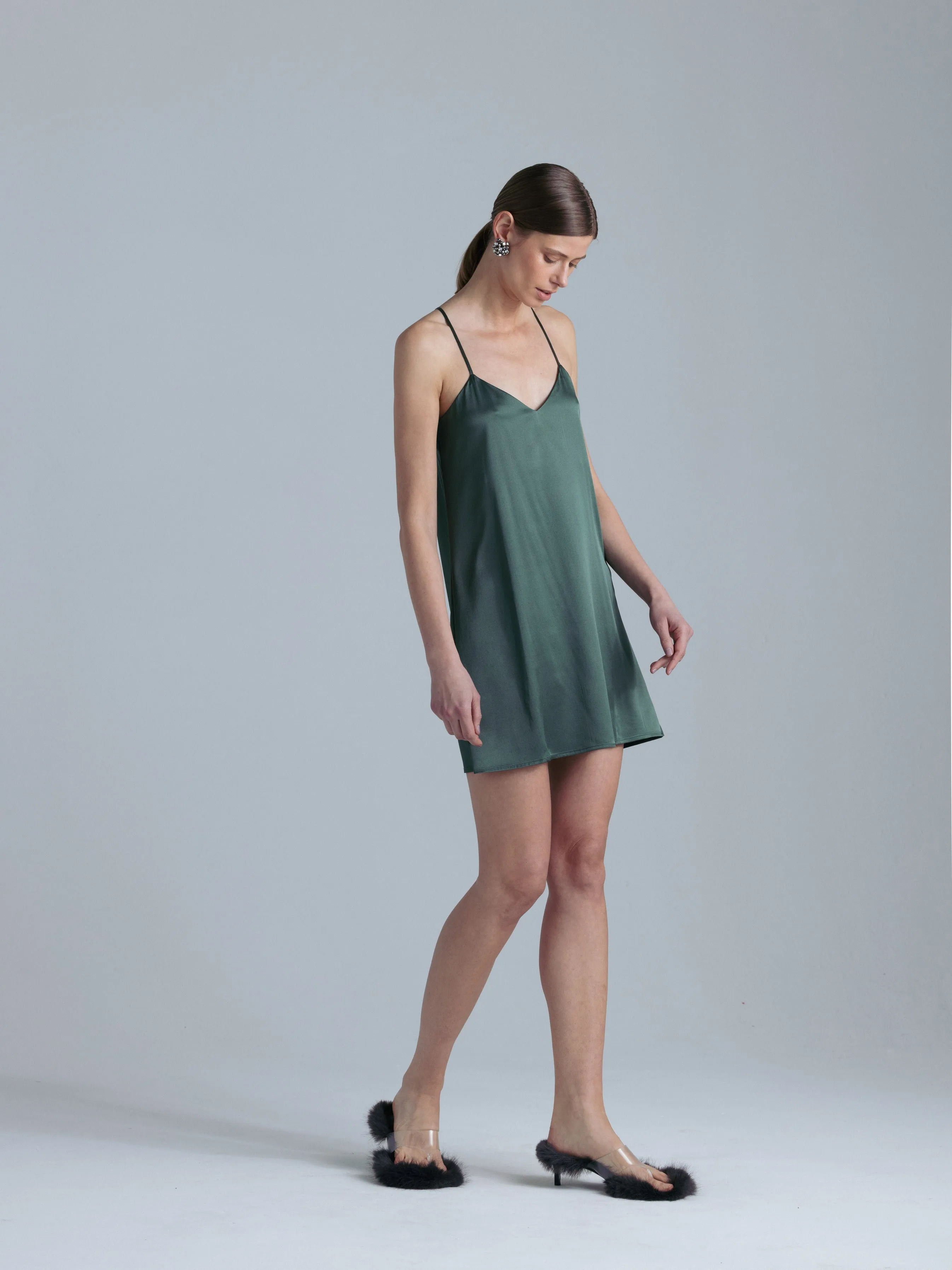 Mulberry Silk Dress 'Patricia' in Rich Green