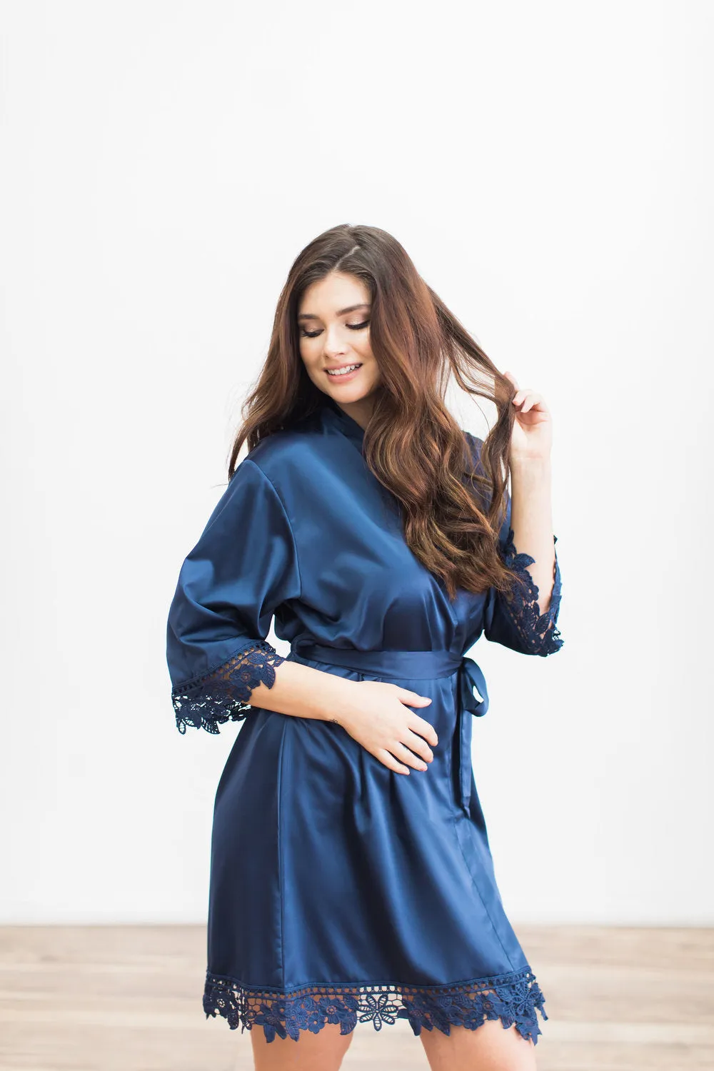 Navy Lace Robe