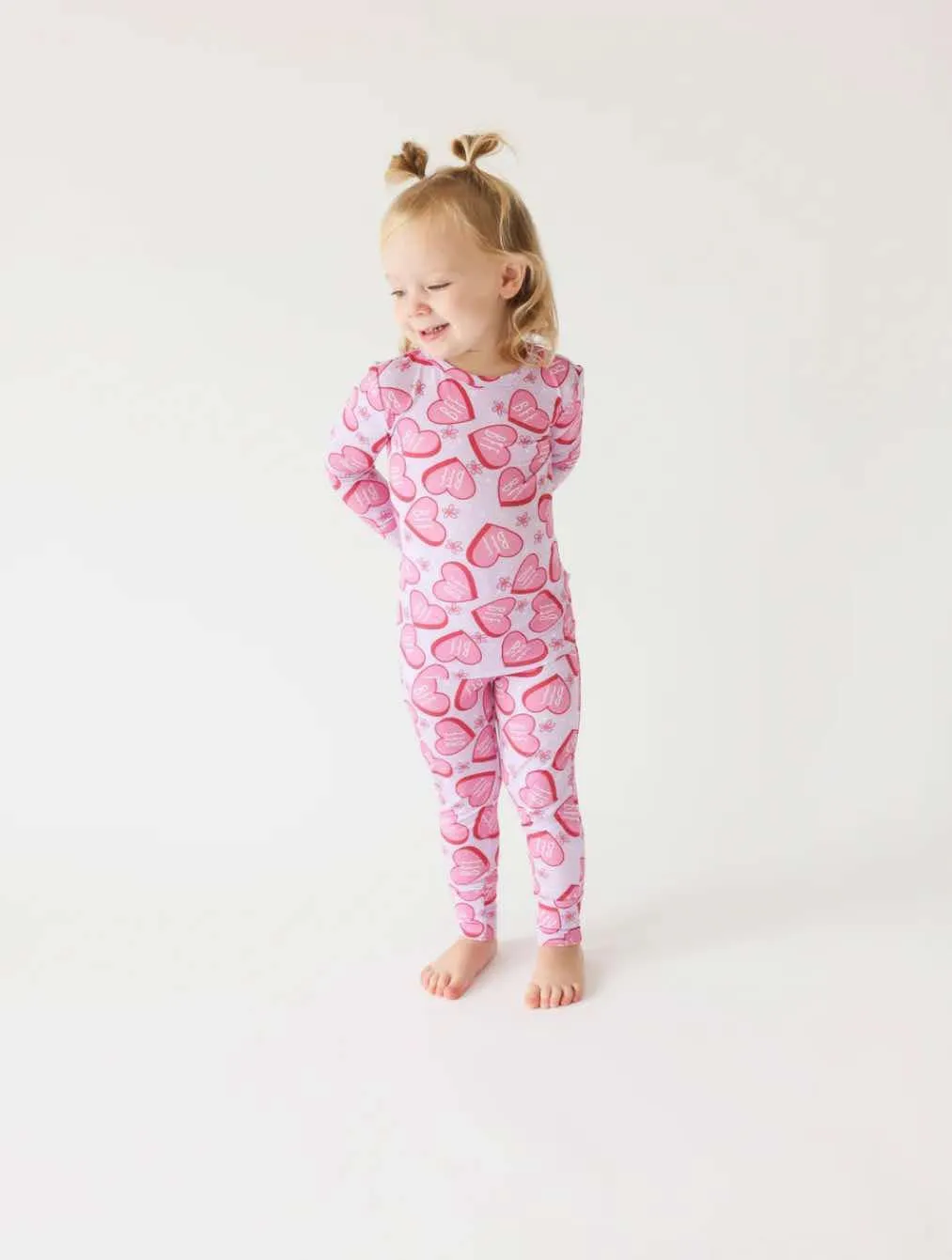 Posh Peanut Basic Long Sleeve Loungewear Pajama & Pants in BFF Besties