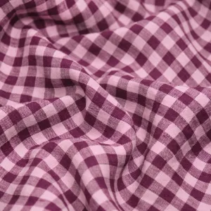 Remnant - 80cm -Gingham Soft Washed Linen - Grape Jelly
