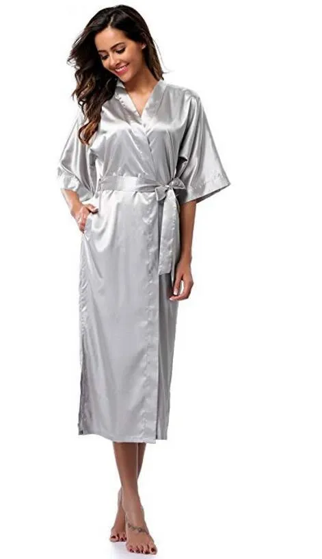 Women Silk Long Robe
