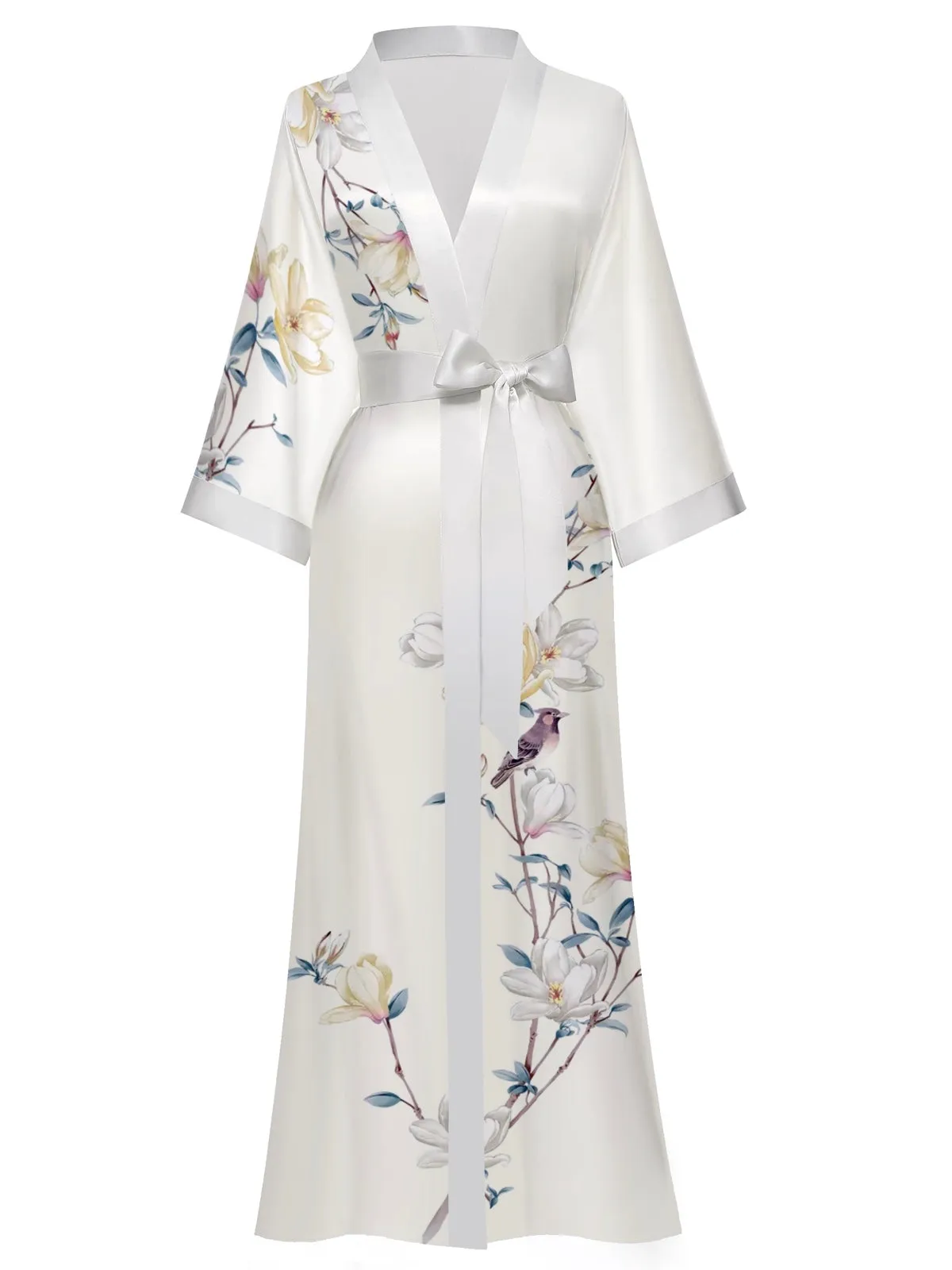 Women Silk Print Kimono Robes