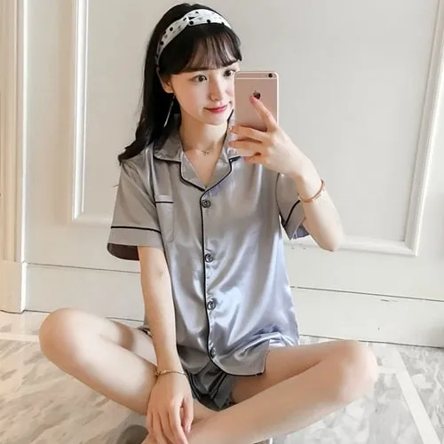 Womens Silk Satin Pajamas